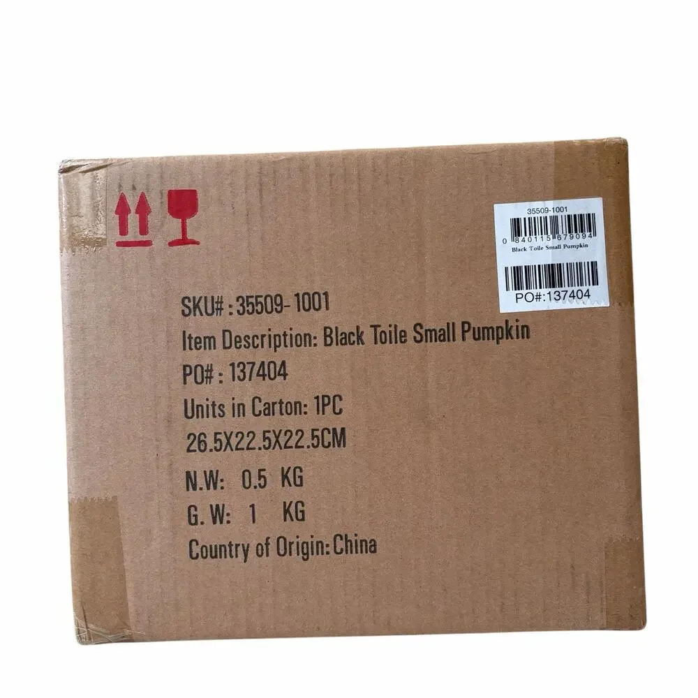 NEW Mackenzie Childs Black Toile Small Pumpkin in Original Box